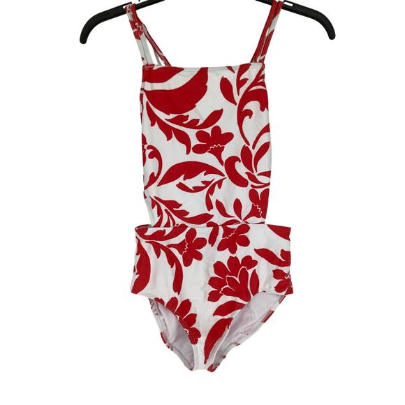 Kanu Surf Girl 16 Laurel White Red Cutout One Piece Swimsuit Beach Resort G32-13 - Picture 1 of 7